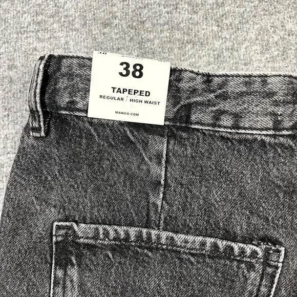 MNG Mango High Waist Tapered Fit Jeans Black Womens Size USA 6 EUR 38 (30x30) - Picture 12 of 15